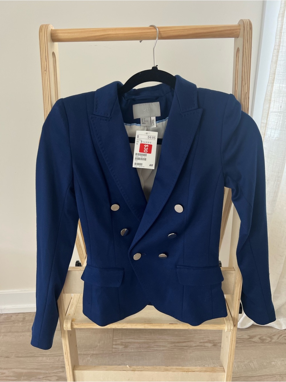 H&M Double-Breasted Royal Blue Blazer